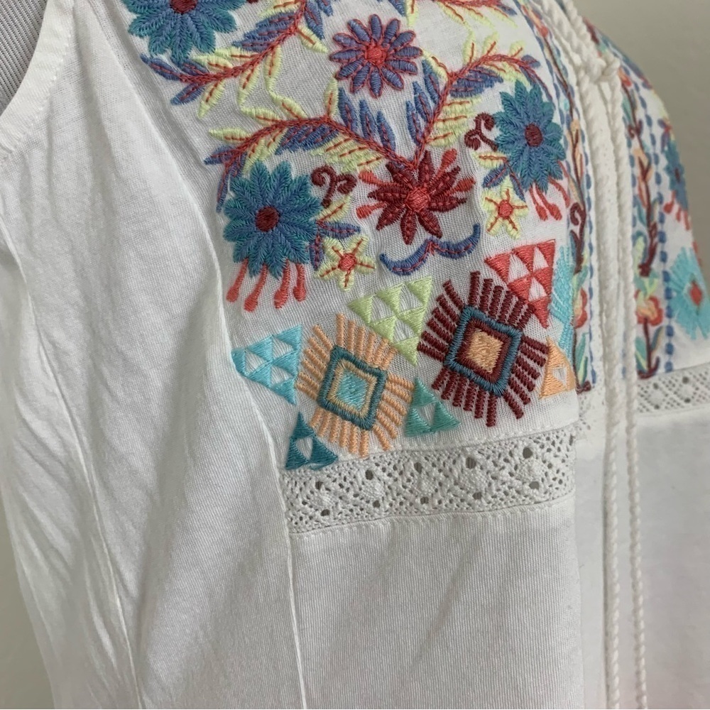 NWT J. Jill Embroidered Floral Tank Top Womens XS Tassel Modal Colorful Shirt - Picture 4 of 14